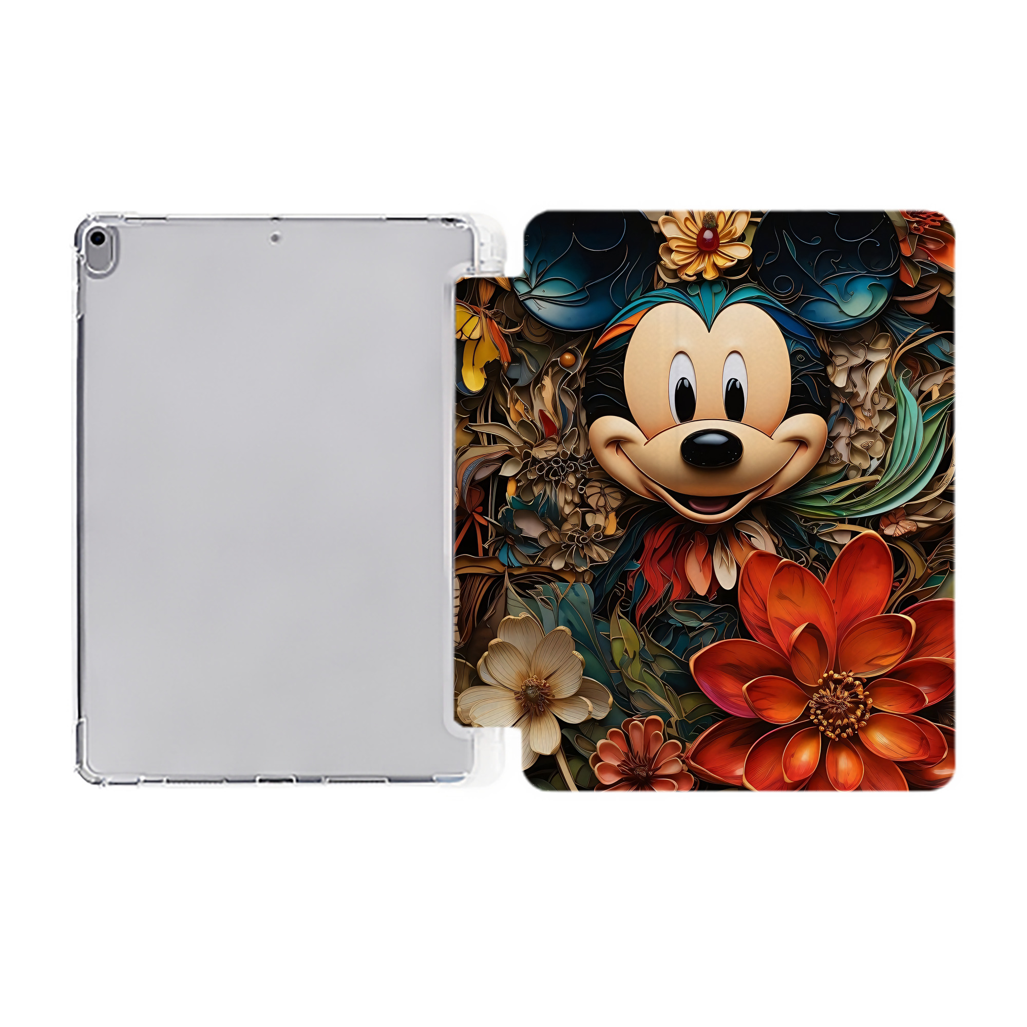 （画像用） ミッキーマウス Mickey Mouse IPad ケース ペン収納付き 三つ折りスタンド PUレザー×シリコン 対応機種9.5/10.5/10.9インチ